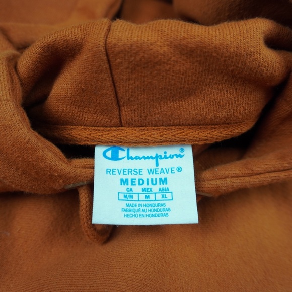 Champion Reverse Weave Hoodie Sweatshirt Size M Rust Orange Pullover - Picture 5 of 10